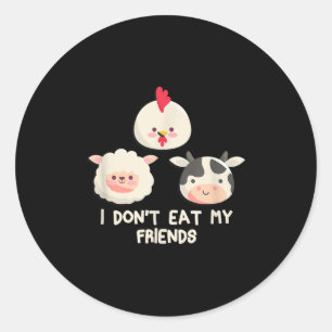World Vegetarian Day I Dont Eat My Friends Vegan Classic Round Sticker