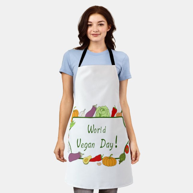 World Vegetarian Day Minimalist Cute    Apron (Worn)