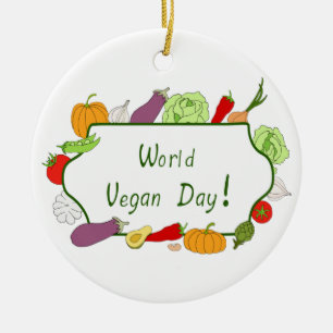 World Vegetarian Day Minimalist Cute   Ceramic Ornament