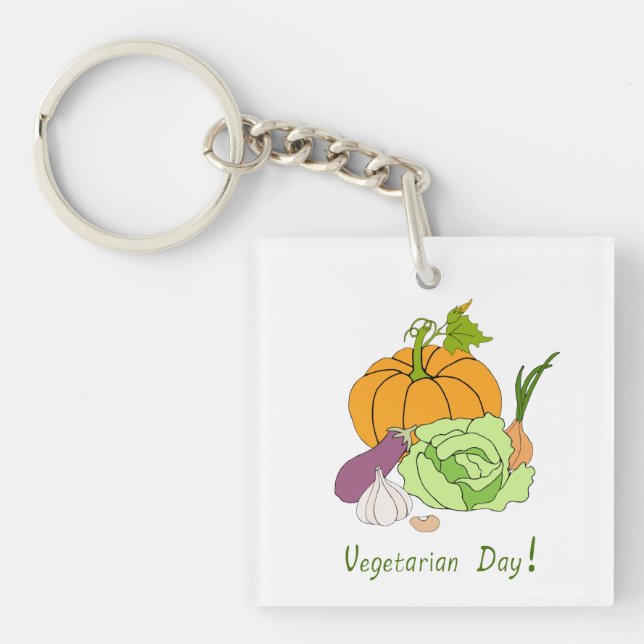 World Vegetarian Day Minimalist Cute  Key Ring (Front)