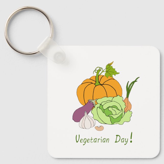World Vegetarian Day Minimalist Cute     Key Ring (Front)