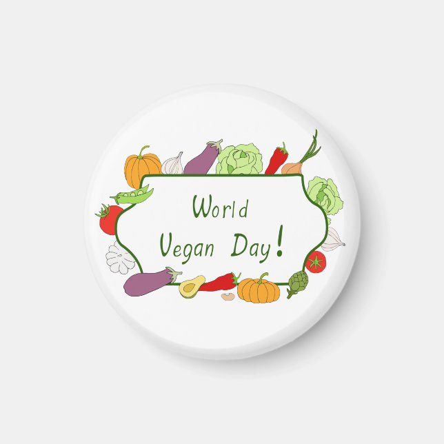 World Vegetarian Day Minimalist Cute    Magnet (Front)