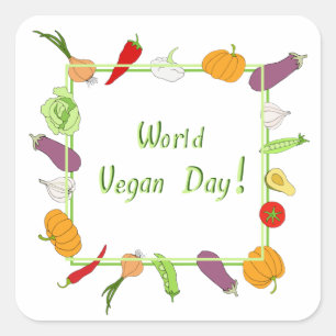 World Vegetarian Day Minimalist Cute Square Sticker