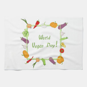 World Vegetarian Day Minimalist Cute Tea Towel