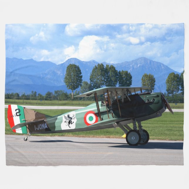 WORLD WAR 1 FIGHTER AIRPLANE FLEECE BLANKET (Front (Horizontal))