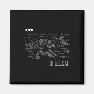 World War 2 F6f Hellcat Fighter Aeroplane Blueprin Magnet