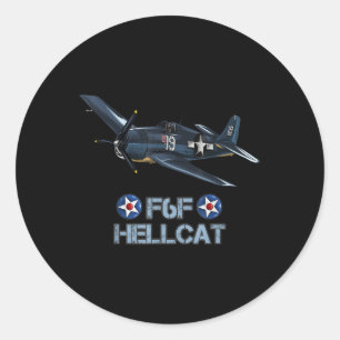 World War 2 F6f Hellcat Fighter Aeroplane Classic Round Sticker