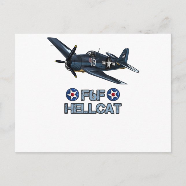 World War 2 F6F Hellcat Fighter Aeroplane T-Shirt Postcard (Front)
