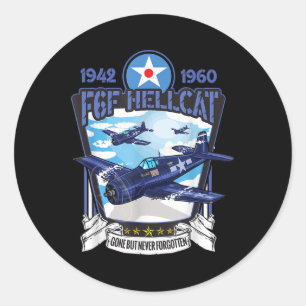 World War 2 F6f Hellcat Fighter Airplane Classic Round Sticker