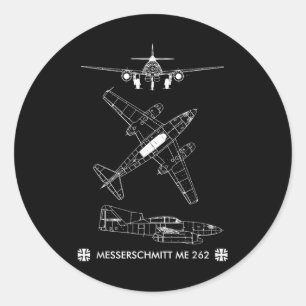 World War 2 German Aircraft Me 262 Fighter Jet Classic Round Sticker