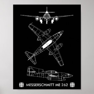 World War 2 German Aircraft Me 262 Fighter Jet Poster