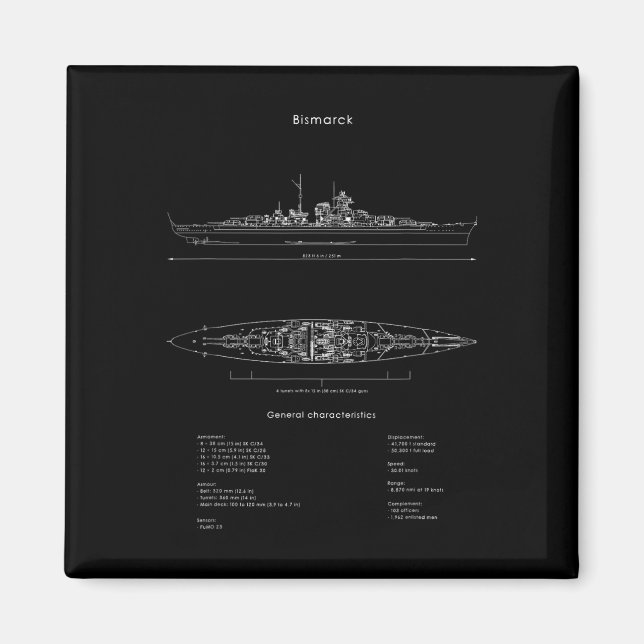 World War 2 German Bismarck Ship Model Ww2 Battles Magnet (Front)