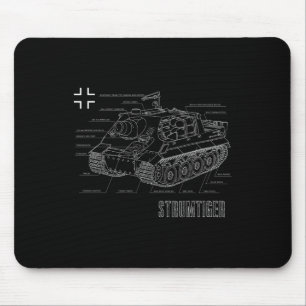 World War 2 German Tank Sturmtiger Blueprint  Mouse Pad