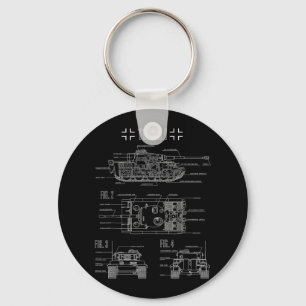 World War 2 German Tank Tiger I Engineering Bluepr Key Ring