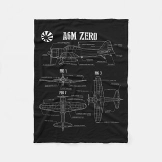 World War 2 Japanese Aircraft Zero Fighter Fleece Blanket