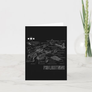 World War 2 P-38 Lightning Fighter Aeroplane Bluep Card