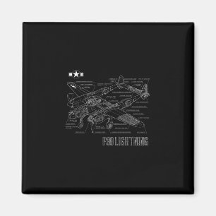 World War 2 P-38 Lightning Fighter Aeroplane Bluep Magnet