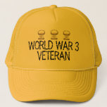 World War 3 Veteran Trucker Hat<br><div class="desc">If World War 3 ever actually occurs,  there may not be any survivors to buy hats. So,  why not wear this hat in advance of an event that has yet to happen,  and (I hope) may never happen?</div>