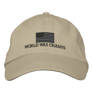 World War Champs - Grey and Black American Flag Embroidered Hat