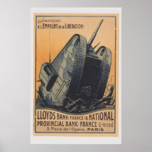 World War I918 French Tank Poster - Lloyds Bank