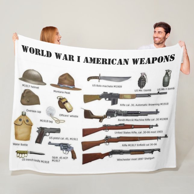 WORLD WAR I AMERICAN WEAPONS FLEECE BLANKET (In Situ)