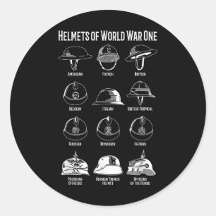 World War I Soldier Helmets Charts Classic Round Sticker