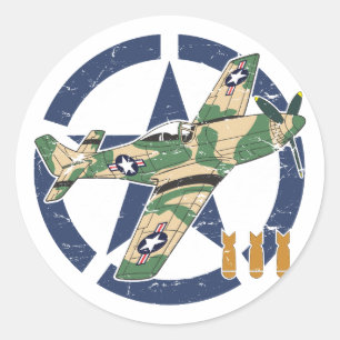 WORLD WAR II AIRCRAFT CLASSIC ROUND STICKER