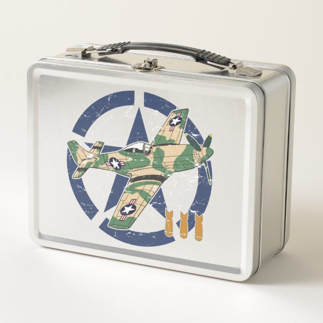 WORLD WAR II AIRCRAFT METAL LUNCH BOX (Front)