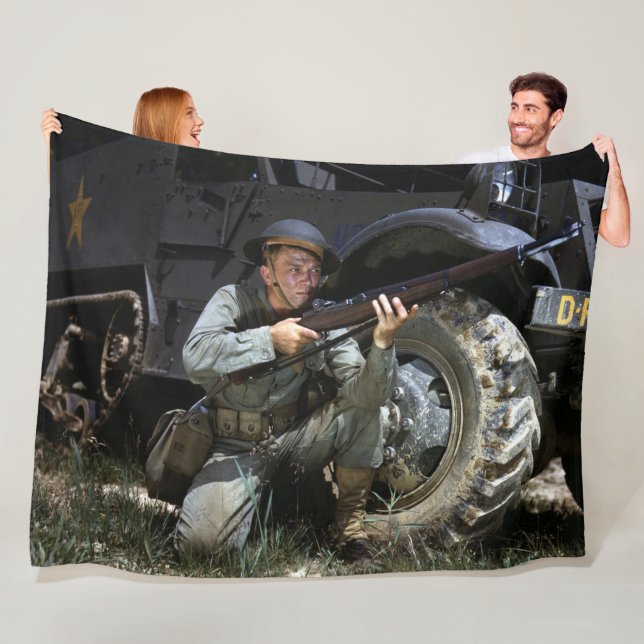 WORLD WAR II AMERICAN SOLDIER FLEECE BLANKET (In Situ)