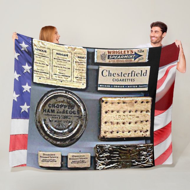 WORLD WAR II C-RATIONS FLEECE BLANKET (In Situ)