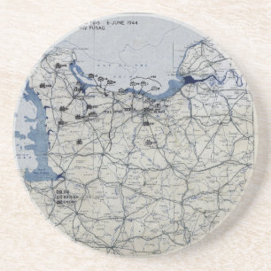 World War II D-Day Map June 6, 1944 Coaster