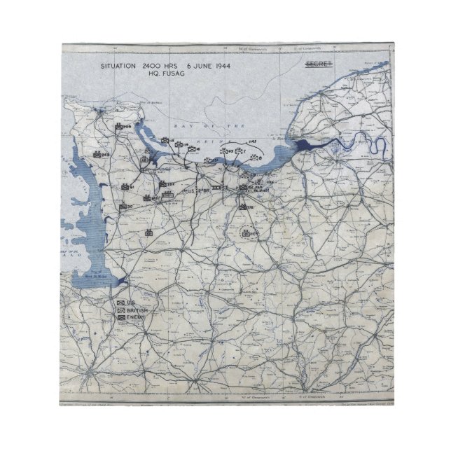 World War II D-Day Map June 6, 1944 Notepad (Front)