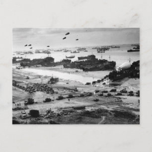 World War II Normandy Beach Supplies Delivered Postcard