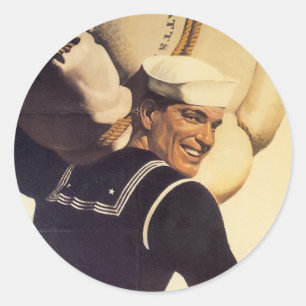 World War II Sailor Classic Round Sticker