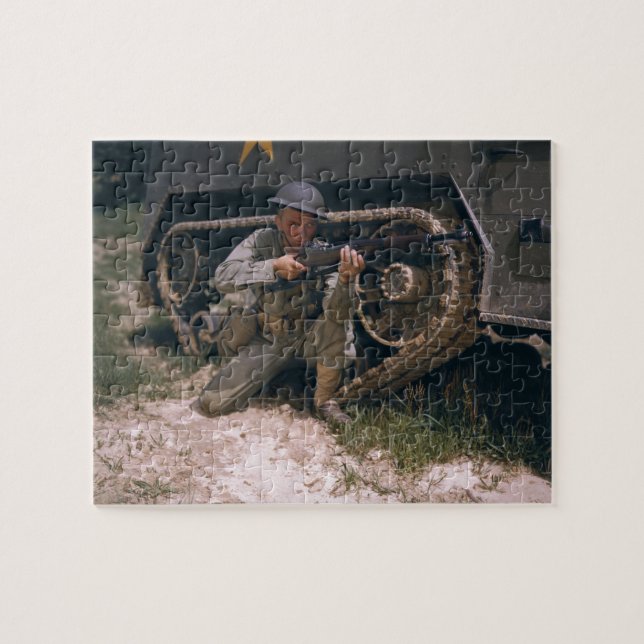 World War II Soldier Kneeling with Garand Rifle Jigsaw Puzzle (Horizontal)
