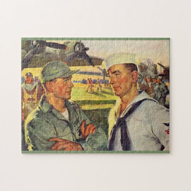 World War II soldier meets sailor Jigsaw Puzzle (Horizontal)