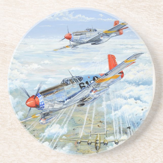 World War II Tuskegee Airman P-51 Mustang Coaster (Front)