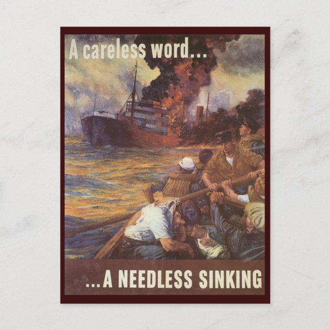 World War Postcards, Loose Lips Sink Ships! Postcard (Front)