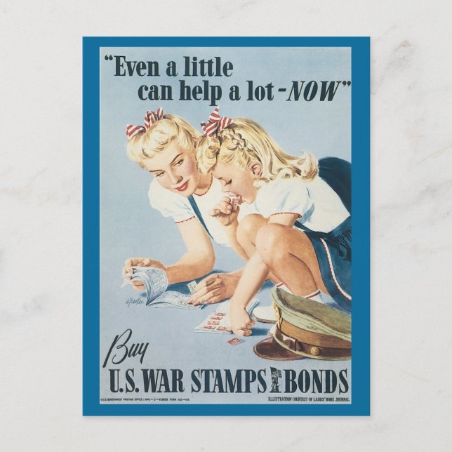 World War Postcards, War Bonds Poster - Pin up Postcard (Front)