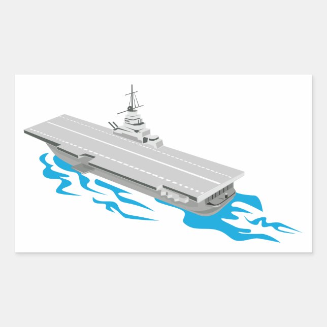 World War Two Aircraft Carrier Retro Rectangular Sticker (Front)