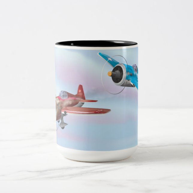 World War Two Fighter Aircraft Two-Tone Coffee Mug (Center)