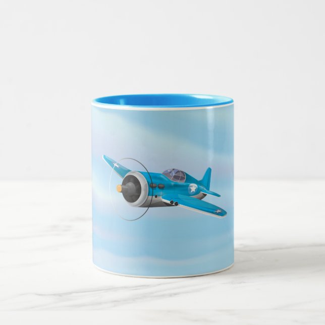 World War Two Fighter Aircraft Two-Tone Coffee Mug (Center)