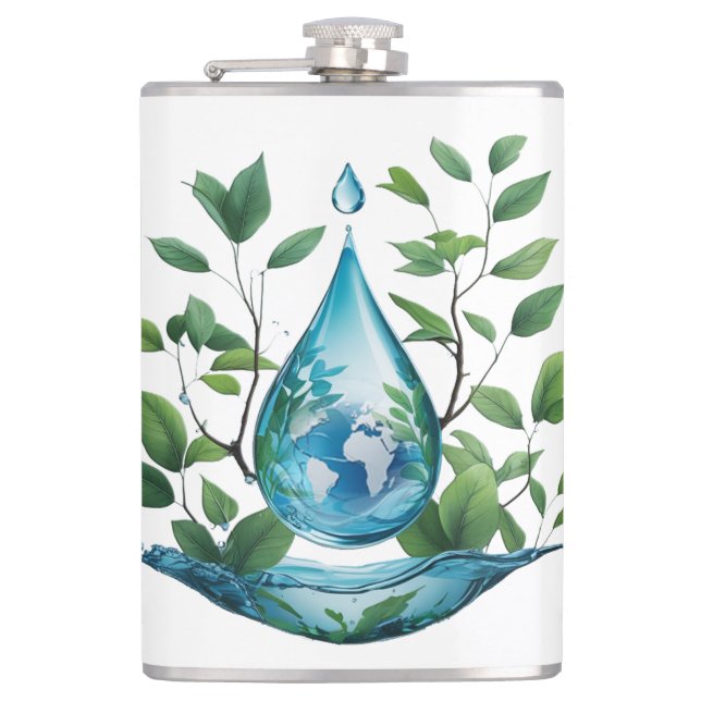 World Water Day Hip Flask (Front)