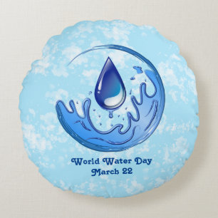 World Water Day Save Water Save Earth Round Cushion
