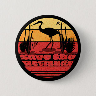 World Wetlands Day Retro Sunset 6 Cm Round Badge
