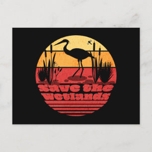 World Wetlands Day Retro Sunset Postcard