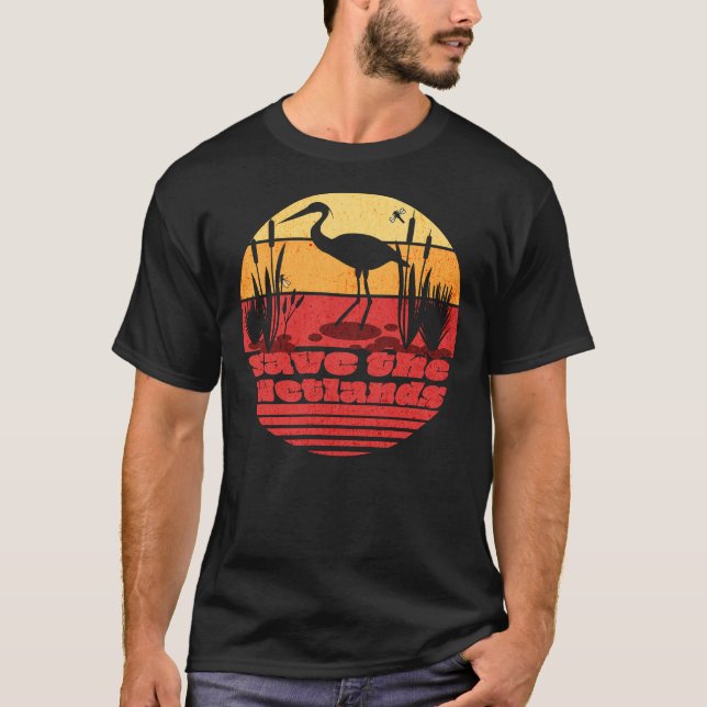 World Wetlands Day Retro Sunset T-Shirt (Front)