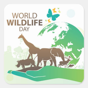 World Wildlife Day Square Sticker