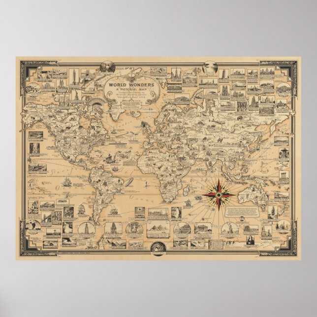 World wonders - a pictorial map poster (Front)