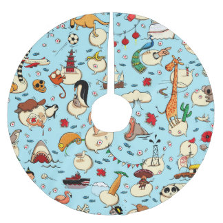 World Wonders: Colourful Blue Pattern. Brushed Polyester Tree Skirt